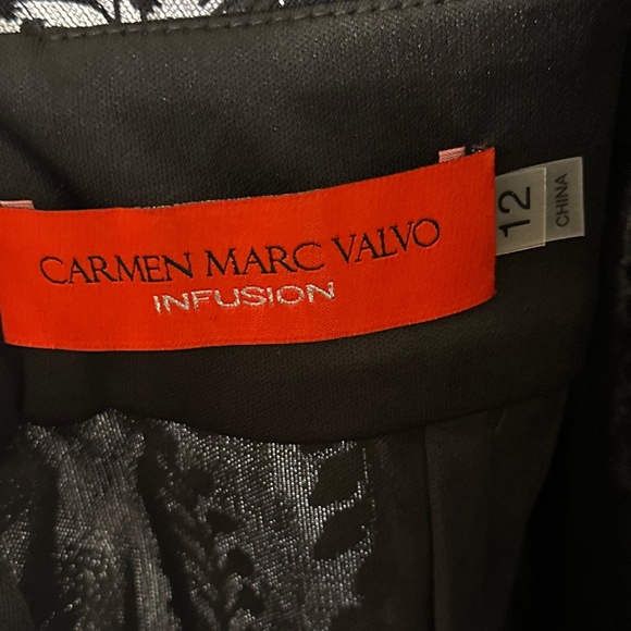 Carmen Marc Valvo Black Lace and Floral Maxi Dress Size 12 - Picture 4 of 11